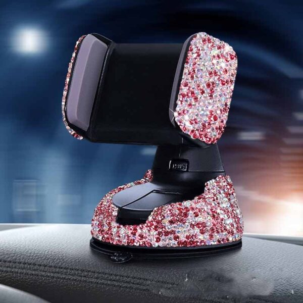 Luxe Diamond Car Phone Holder – 360° Adjustable, Multi-Mount Design